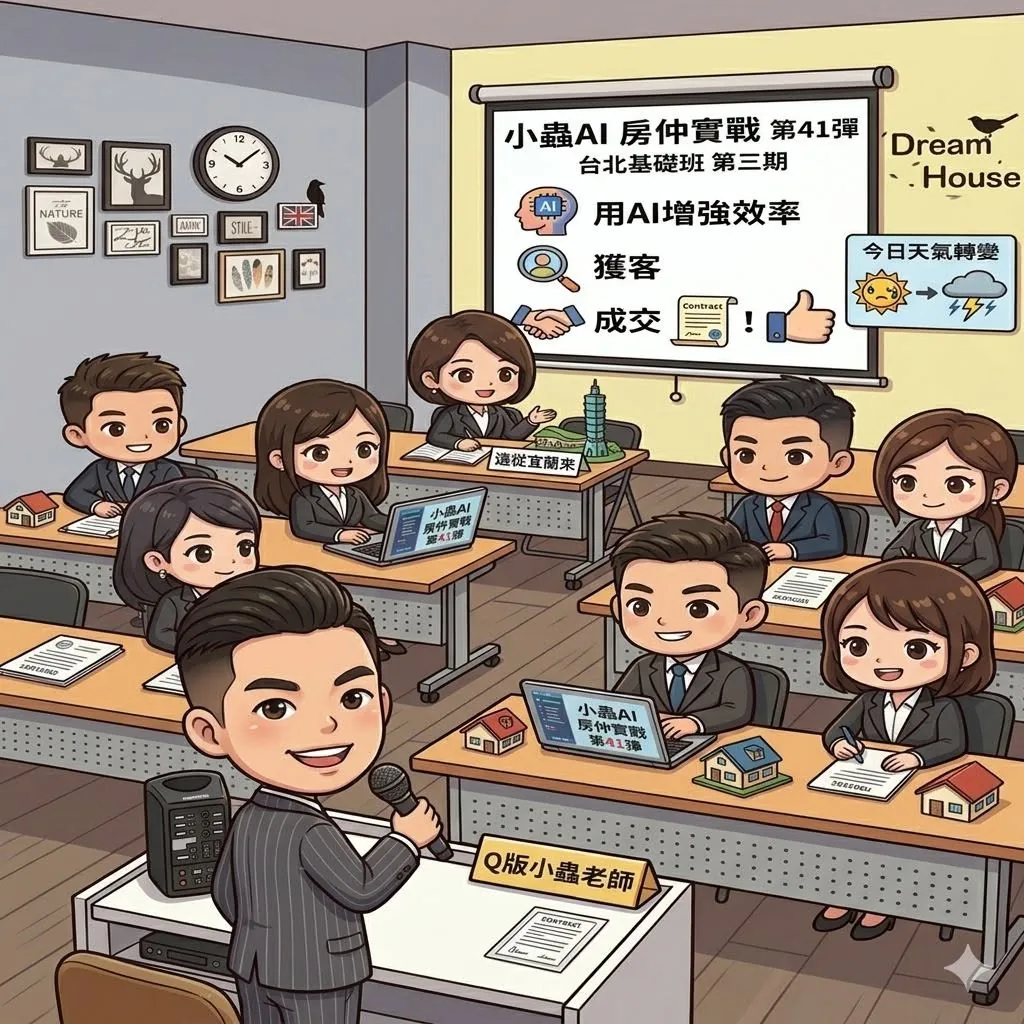 小蟲AI房仲實戰 第 41 彈 台北公開班第三期 上課實況海報,2026/6/4,房仲AI講師 賴小蟲授課